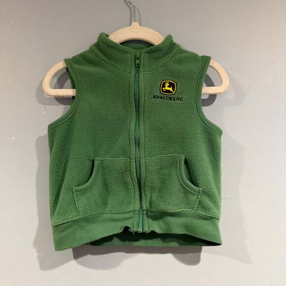 John Deere Toddler Green Sleeveless Vest Jacket Cotton JD Baby Zip Up - Picture 1 of 3